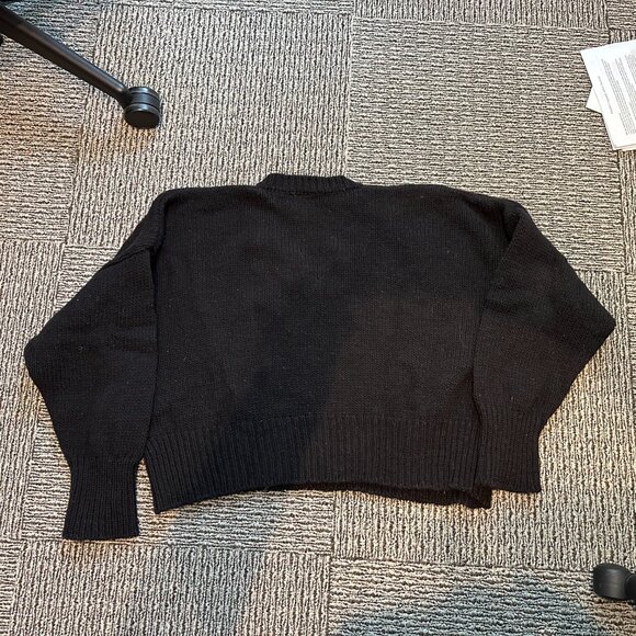 Babaa Black V-Neck Wool Sweater Cropped No. 75 - Picture 3 of 6